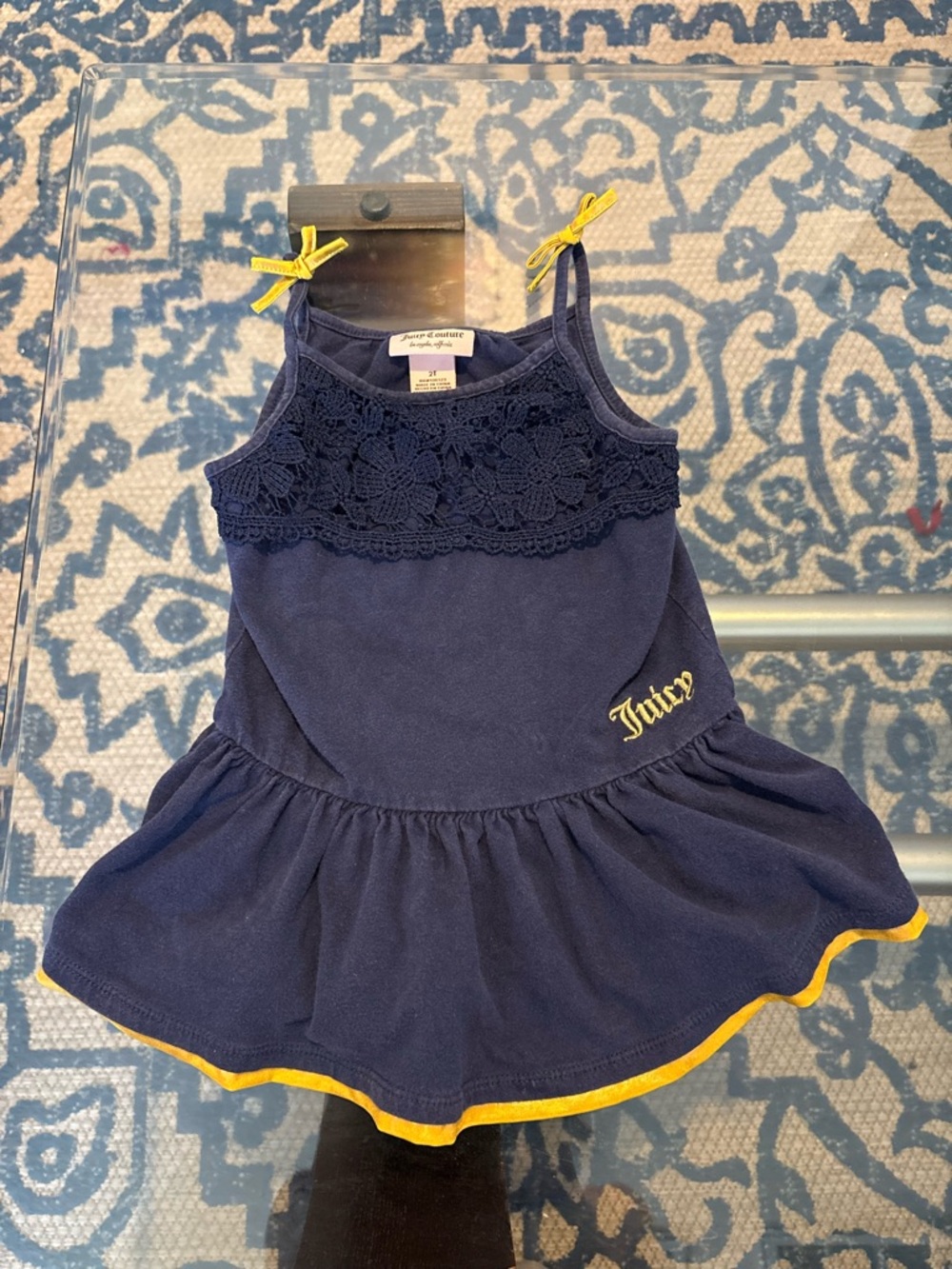 Juicy Couture Navy & Yellow Sleeveless Dress